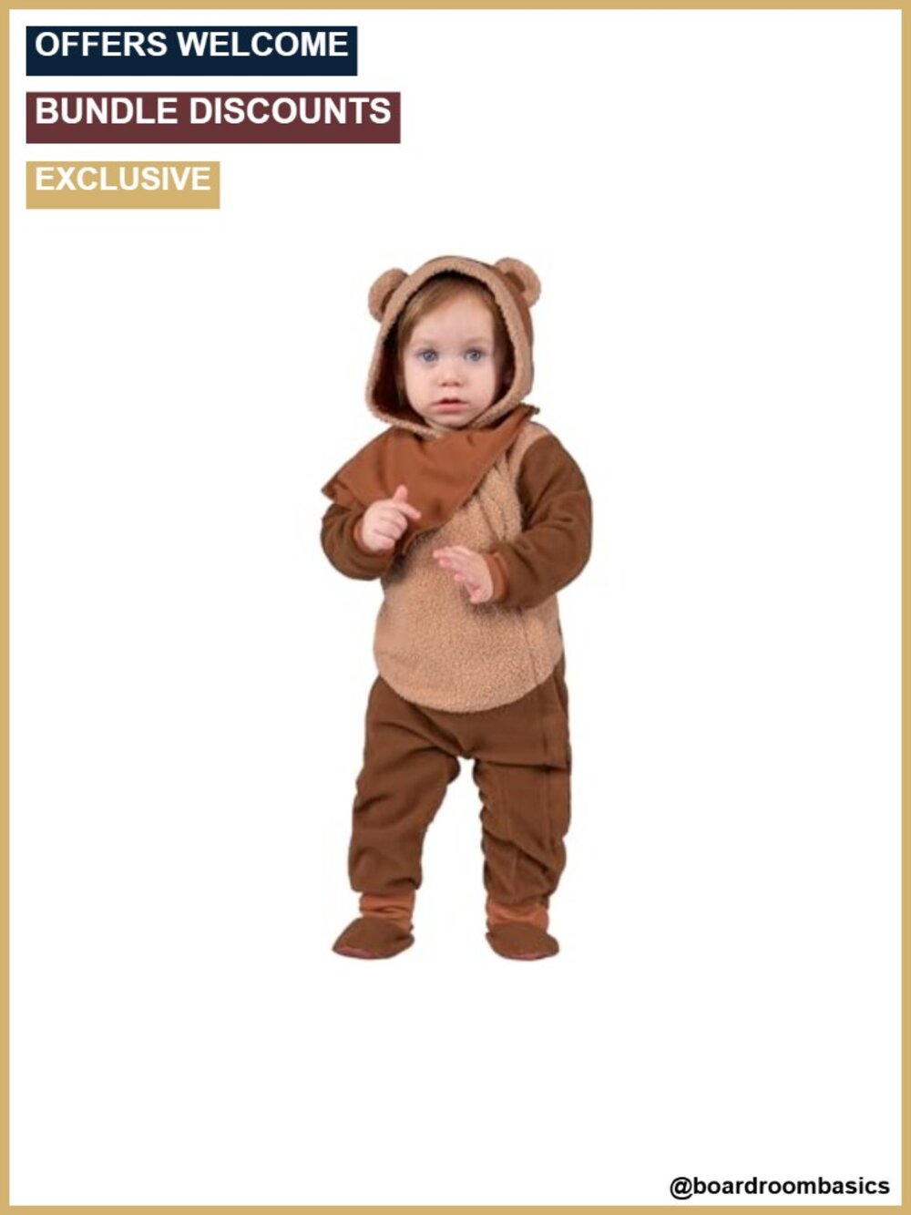 Star Wars Ewok Infant Halloween Costume Minky Jumpsuit Hood Booties